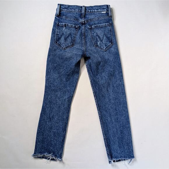 Mother Tomcat 24 Blue High Rise Distressed Straight Raw Hem Denim - Picture 14 of 14